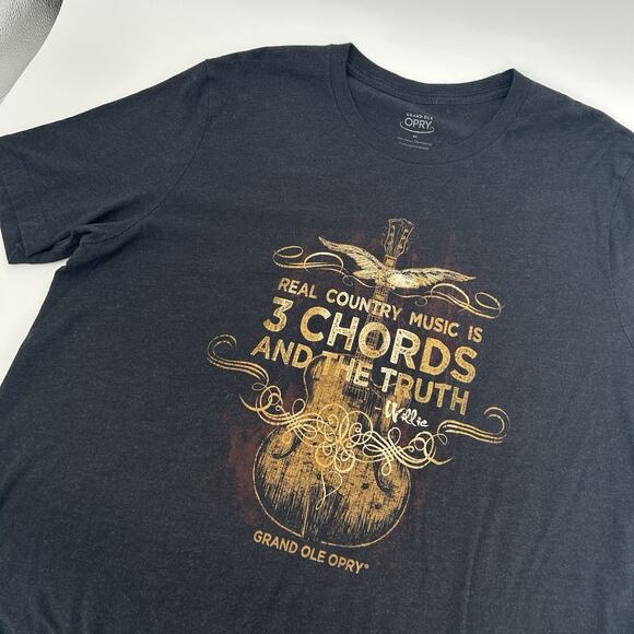 Grand Ole Opry 3 Chords & The Truth Mens XL Black Graphic T-shirt Willie Nelson - Picture 7 of 7